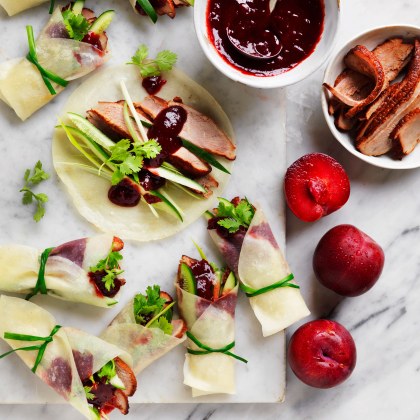 Duck Pancakes with Asian Plum Sauce